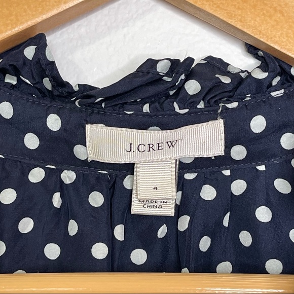 🔥3 for 30 J. Crew Naomi Top Sleeveless Ruffle Polka Dot Silk Blouse - Picture 5 of 8